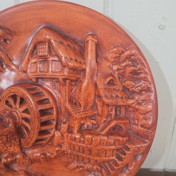 1950s Vintage Farmhouse Cottage Watermill Scene Hangable Countrycore Wall Art - Picture 4 of 8